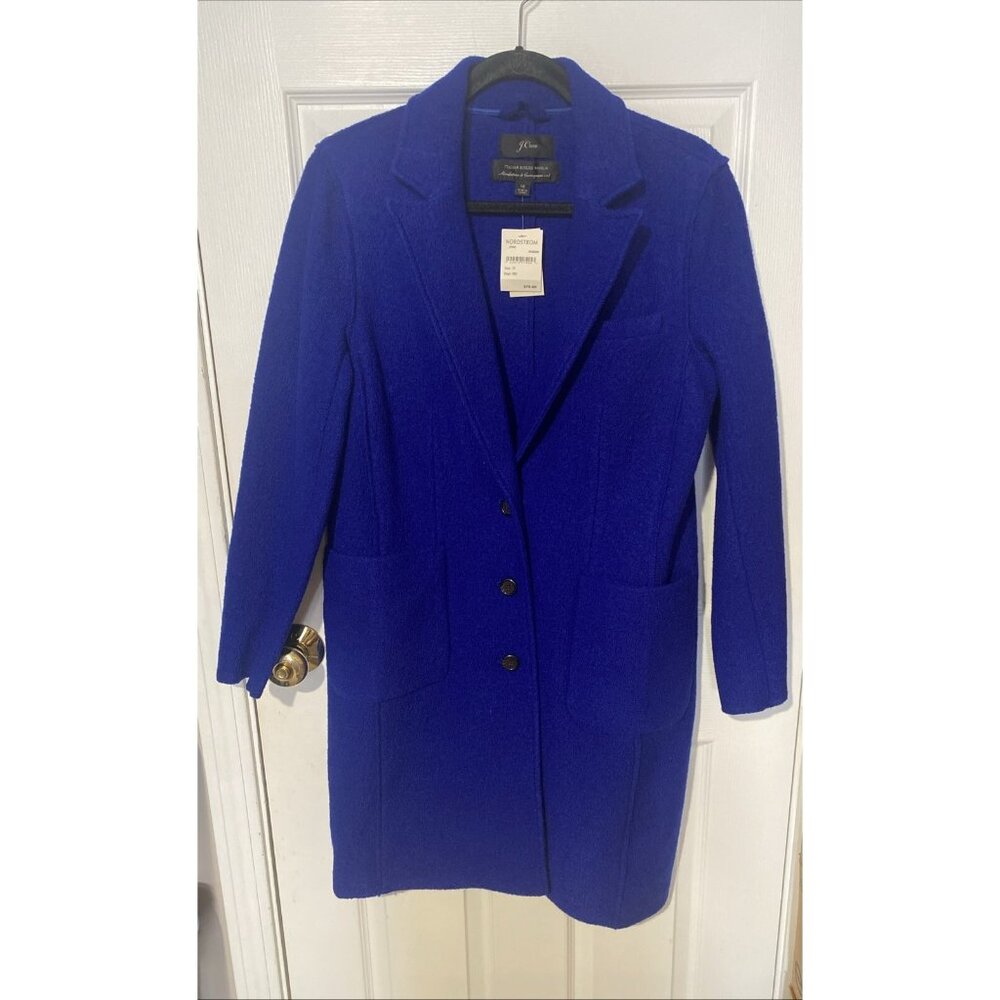 J. Crew Olga Royal Blue Italian Boiled Wool Coat Size: 12 $278 NWT